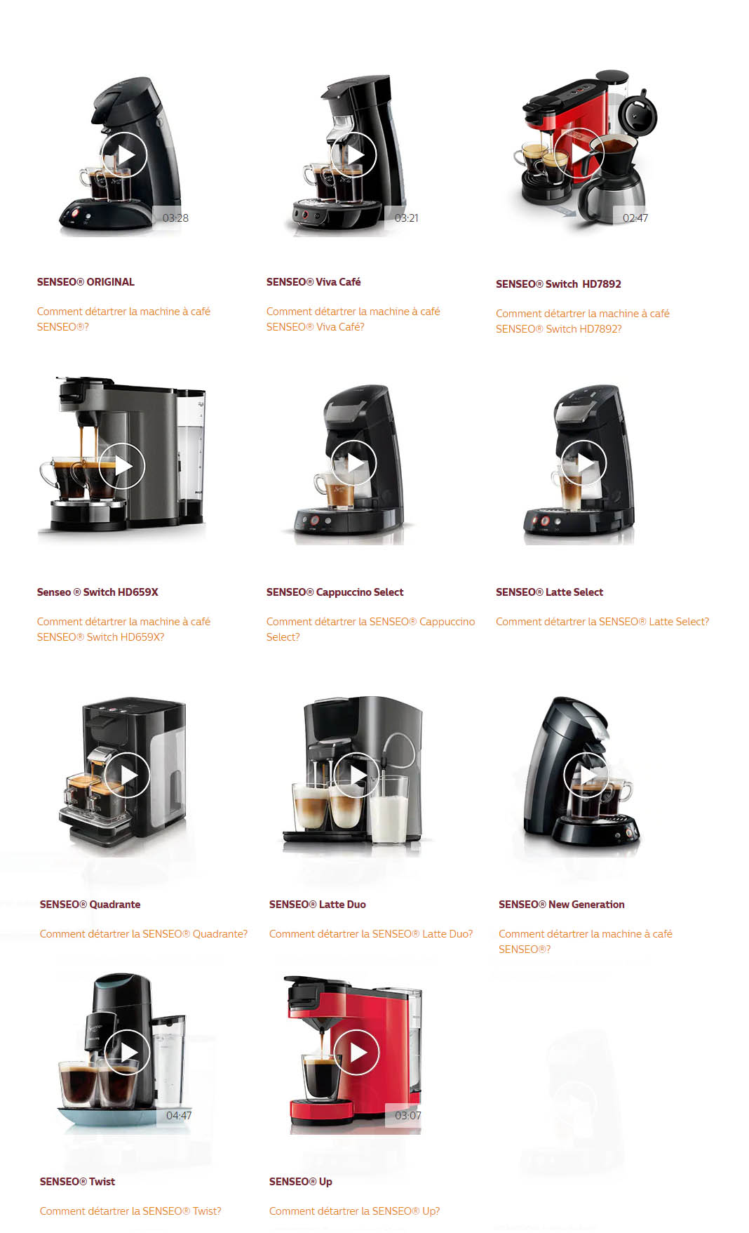 gamme machines à café senseo
